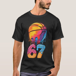67 Player 67th Birthday Basketball Drip Number Ice T-Shirt