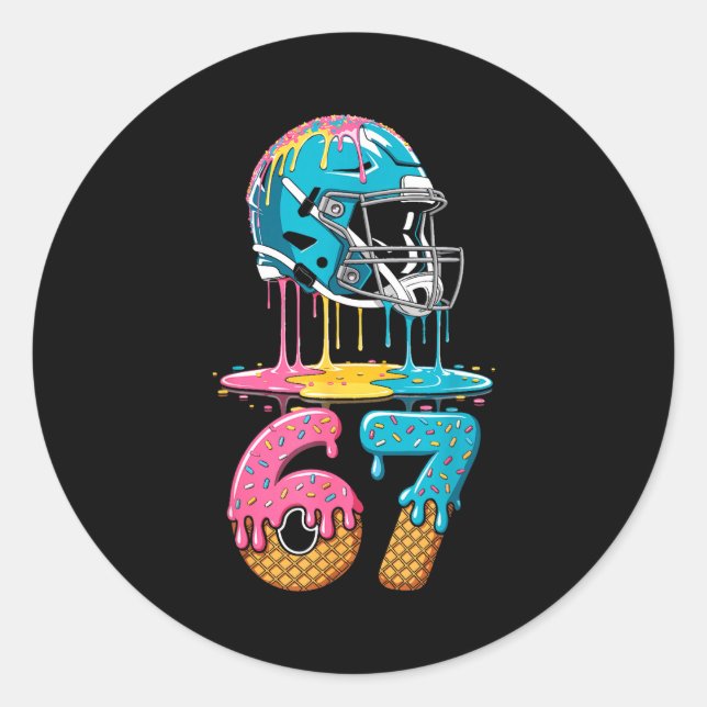 67 Player 67th Birthday Ice Cream American Footbal Classic Round Sticker (Front)