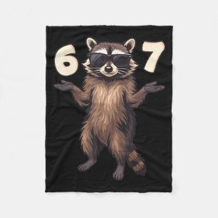 67 Raccoon 6-7 Hands Se Funny Gen Alpha Kids Teens Fleece Blanket