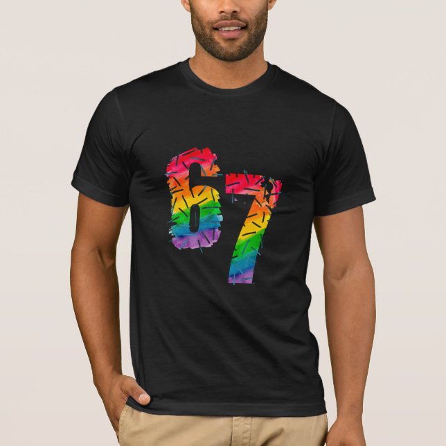 67 – Retro Neon Rainbow Vibes T-Shirt (Front)