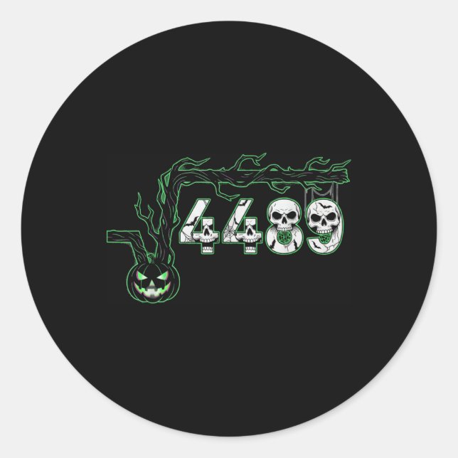 67 Root Six Seven 6 7 Meme Funny Halloween Pumpkin Classic Round Sticker (Front)