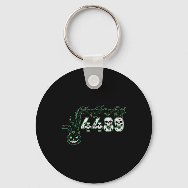 67 Root Six Seven 6 7 Meme Funny Halloween Pumpkin Key Ring (Front)