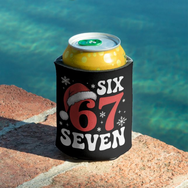 67 Santa Hat Christmas Six Seven Funny Sayings Can Cooler (In Situ Pool)