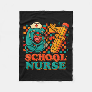 67 School Nurse Days Pencil Heart Funny Medical  Fleece Blanket