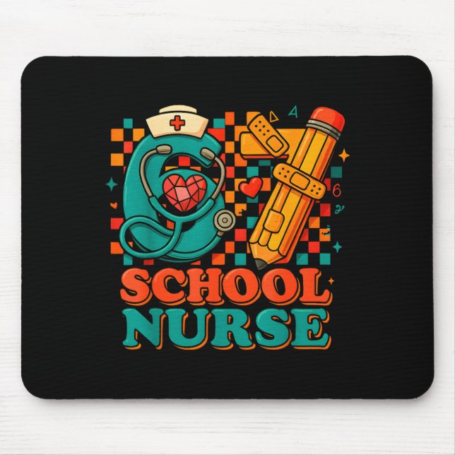 67 School Nurse Days Pencil Heart Funny Medical  Mouse Pad (Front)