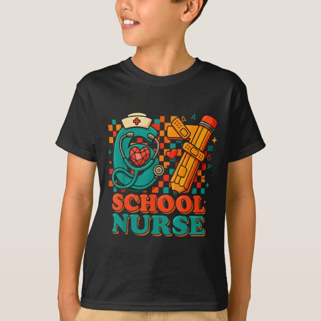 67 School Nurse Days Pencil Heart Funny Medical  T-Shirt (Front)
