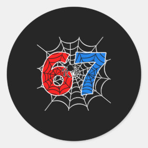 67 Sder-web Meme Lover Funny Six Seven Gen Alpha S Classic Round Sticker