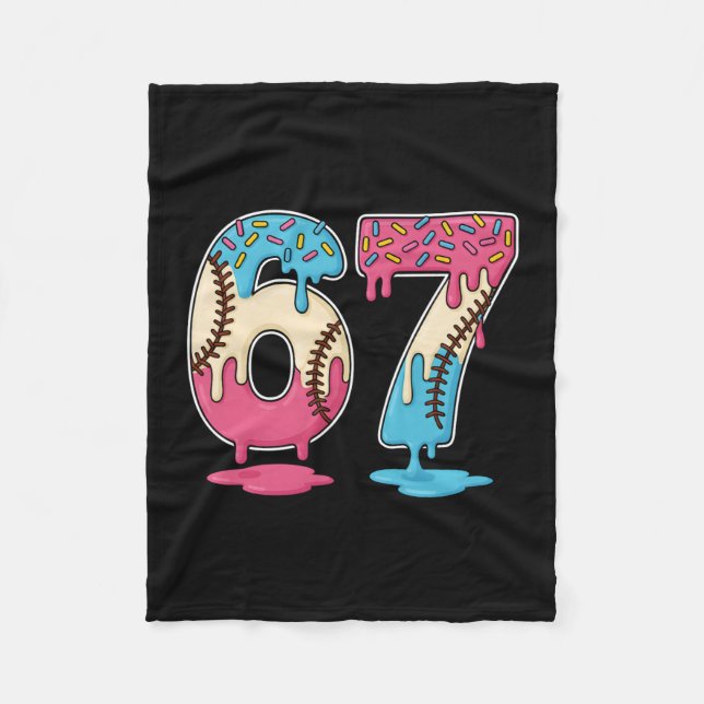 67 Sell Ice Cream Drip Meme Six Seven Gen Alpha Fu Fleece Blanket (Front)