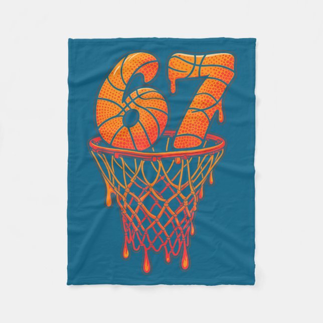 67 Seven Drip Cream Ice Basketball Six Fun Fleece Blanket (Front)
