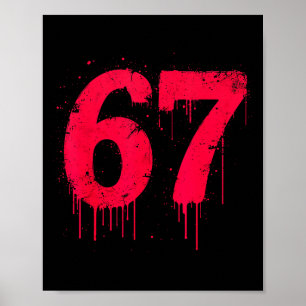 67 Shirt, 67 Meme Six Seven Men Teen Kids Funny  Poster