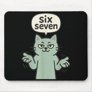 67 Six Seven 6-7 Cat - Funny Kids Gaming Brainrot  Mouse Pad