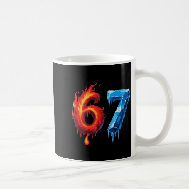 67 Six Seven 6-7 Flaming Ice - Funny Teen Kids Bra Coffee Mug (Right)