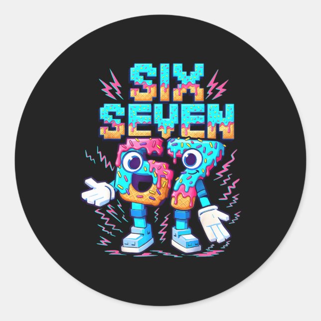 67 Six Seven 6-7 - Funny Italian Brainrot Ice Crea Classic Round Sticker (Front)