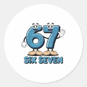 67 Six Seven 6-7 Funny Italian Brainrot Kids Gamin Classic Round Sticker