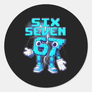 67 Six Seven 6-7 Funny Italian Brainrot Meme Kids Classic Round Sticker