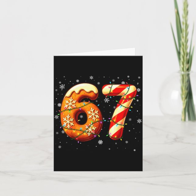 67 Six Seven 6-7 Gingerbread Candy Cane Christmas  Card (Front)