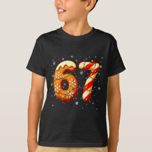 67 Six Seven 6-7 Gingerbread Candy Cane Christmas  T-Shirt