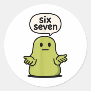 67 Six Seven 6-7 Green Blob Slime - Funny Kids Bra Classic Round Sticker