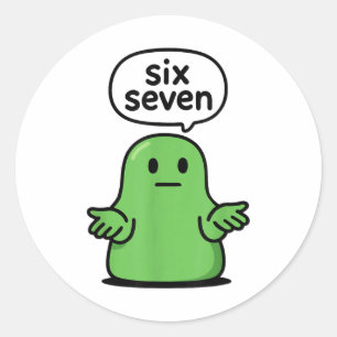 67 Six Seven 6-7 Green Blob Slime - Funny Kids Bra Classic Round Sticker