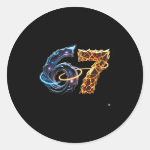 67 Six Seven 6 7 Meme Design Funny 6 7 4  Classic Round Sticker
