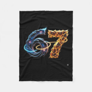 67 Six Seven 6 7 Meme Design Funny 6 7 4  Fleece Blanket