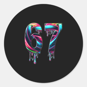 67 Six Seven 6 7 Meme Design Funny 6 7  Classic Round Sticker