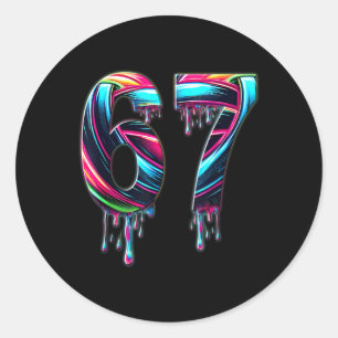 67 Six Seven 6 7 Meme Design Funny 6 7  Classic Round Sticker