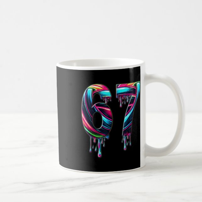 67 Six Seven 6 7 Meme Design Funny 6 7  Coffee Mug (Right)