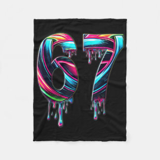 67 Six Seven 6 7 Meme Design Funny 6 7  Fleece Blanket