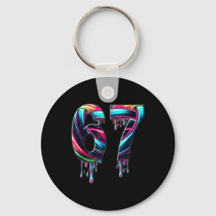 67 Six Seven 6 7 Meme Design Funny 6 7  Key Ring