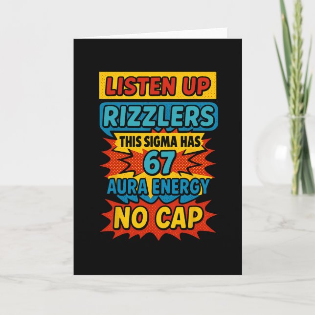 67 Six Seven 6 7 Meme Design Funny 6 7 Sigma Rizzl Card (Front)