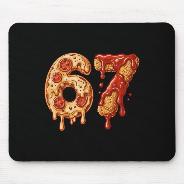 67 Six Seven 6-7 Pizza And Chicken Nugget Brainrot Mouse Pad (Front)