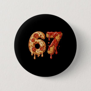 67 Six Seven 6-7 Pizza & Chicken Nugget - Kids Bra 6 Cm Round Badge