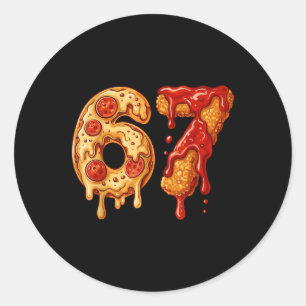 67 Six Seven 6-7 Pizza & Chicken Nugget - Kids Bra Classic Round Sticker