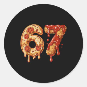 67 Six Seven 6-7 Pizza & Chicken Nugget - Kids Bra Classic Round Sticker