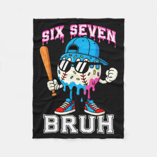 67 Six Seven Baseball Ice Cream Drip Number 67 Pla Fleece Blanket