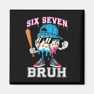 67 Six Seven Baseball Ice Cream Drip Number 67 Pla Magnet