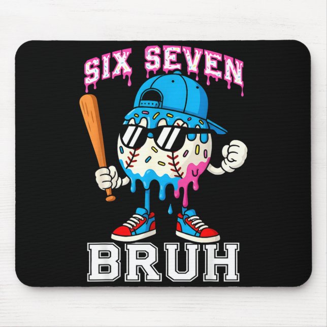 67 Six Seven Baseball Ice Cream Drip Number 67 Pla Mouse Pad (Front)