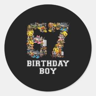 67 Six Seven Birthday Boy Italian Brainrot Meme  Classic Round Sticker