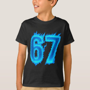 67 Six Seven Blue Flame Colorful Cool Funny 6 7 Me T-Shirt