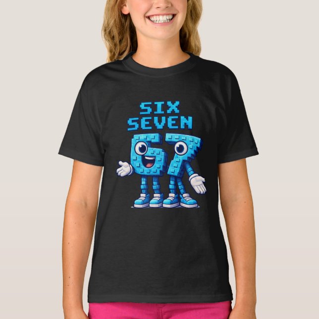 67 Six Seven Blue Retro Pop Culture T-Shirt (Front)