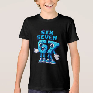 67 Six Seven Blue Retro Pop Culture Tri-Blend Shirt