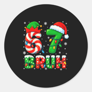 67 Six Seven Bruh 6 7 Meme Funny Christmas Santa E Classic Round Sticker