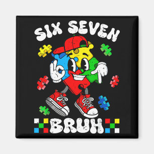 67 six seven bruh autism awareness autistic puzzle magnet