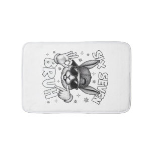 67 Six Seven Bruh Cute Bunny Face with Sunglasses  Bath Mat