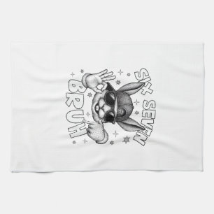 67 Six Seven Bruh Cute Bunny Face with Sunglasses  Tea Towel