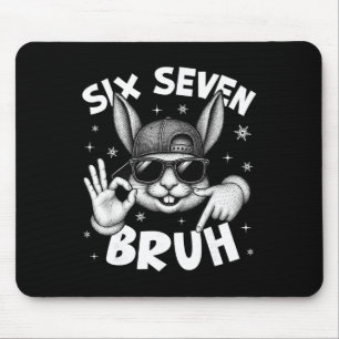 67 Six Seven Bruh Cute Bunny Face With Sungles Eas Mouse Pad