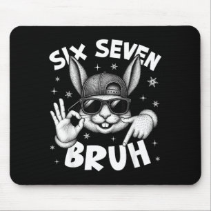 67 Six Seven Bruh Cute Bunny Face With Sungles Eas Mouse Pad