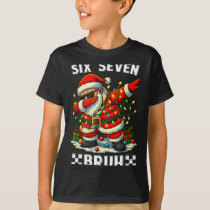 67 Six Seven Bruh Funny Christmas Dabbing Santa 6  T-Shirt