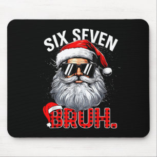 67 Six Seven Bruh Funny Santa Bruh Plaid Christmas Mouse Pad